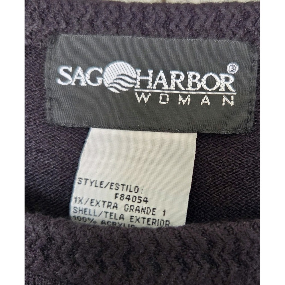 SAG HARBOR WOMAN Black Short Sleeve Knit Sweater Crew Neck ~NWT~ - Picture 2 of 4